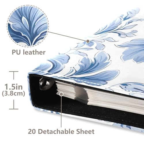 Álbum de Fotos DIY Autoadhesivo con Diseño Floral Azul de 3 Anillos, 40 Páginas 8x10 para Memorias miniatura 4