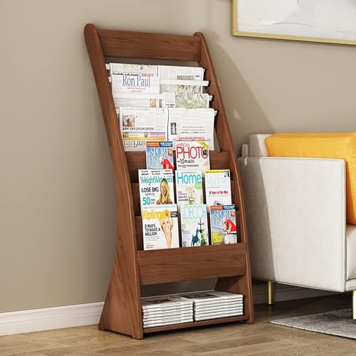 Revistero de madera maciza, rústico multiusos para folletos, libros, periódicos, soporte de encimera resistente con base antideslizante, ideal para sala de estar y oficina