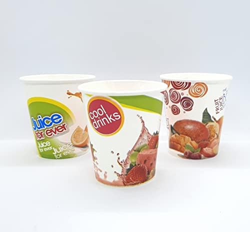 GRACE PAPER GLASS 200 ml (Pack of 100) Printed Paper Disposable Glass ...