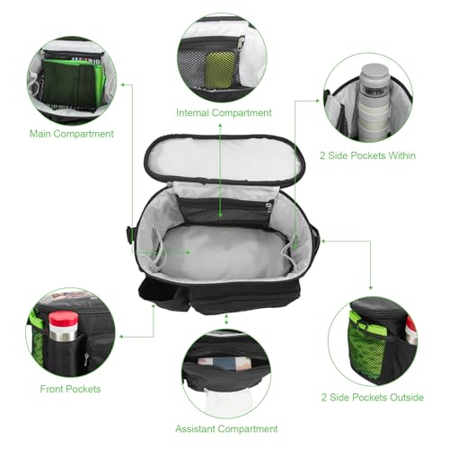 Image of Large Walker Bag with Water Cup Holder,Walker Basket,Foldable Walker Storage Bag,Side Walker Bag,Walker Side Access Bag Organizer Pouch Tote,Scooters or Rollator Walkers (Black)