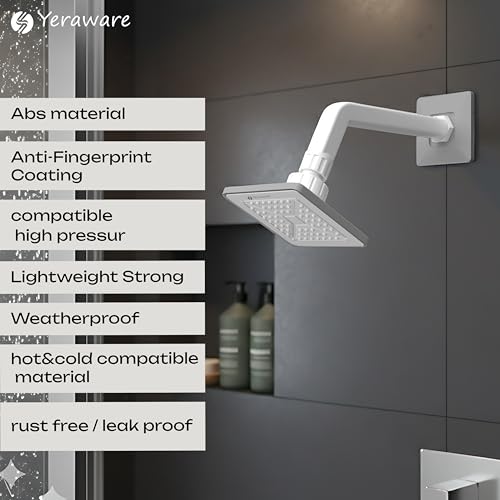 Image of YERAWAR Wall Mounted Overhead Shower Head | High Pressure Rain Shower | ABS Material Body | Anti-Clog Nozzles | Easy Install Bathroom Shower for Home & Hotel (Grey, 4 X 4 Inch)