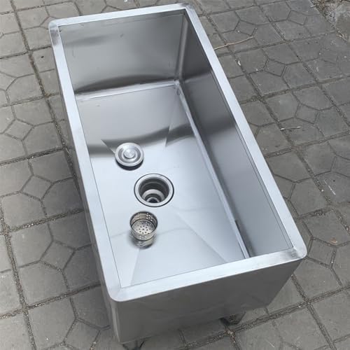 évier Autoportant Intérieur/extérieur,évier De Vadrouille Commercial Avec Bassin Profond,Bassin De Service De Vadrouille En Acier Inoxydable,Seau De Vadrouille Utilitaire,évier Sur Pied(100cm/39in)