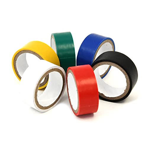 Image of Kingman Electrical Tape (12 Rolls per Pack) Assorted Colors 3 /4 Inch by 6.6 Feet (1 Pack)