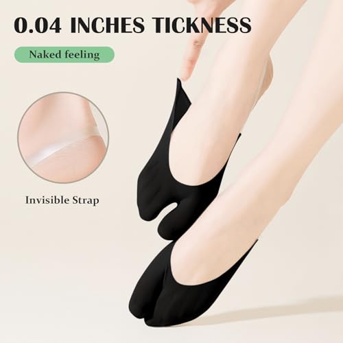 Image of No Show Socks with Invisible Sling Back Womens, 6 Pairs Low Cut Half Toe Topper Socks with Non-Slip Straps for Heels