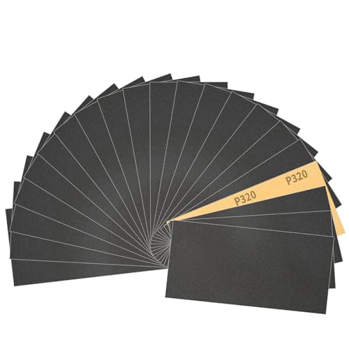 Sruhrak 93x230mm Papel De Lija Resistente Al Agua, 30 Piezas De Lija Para Uso En Húmedo Y En Seco, Grano 320, Para Trabajar La Madera, Desincrustar Metales Y Preparar Superficies.