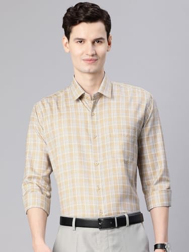 Image of Majestic Man Men's Pure Cotton Slim Fit Checkred Full Sleeve Classic Collar Everyday Formal Shirt