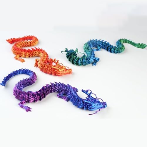 Image of 3D Printed Dragon, 3D Printed Crystal Dragon, Home Office Desktop Decoration Fish Tank Landscape, car Decoration, (Yellow greeen, 12 inches)