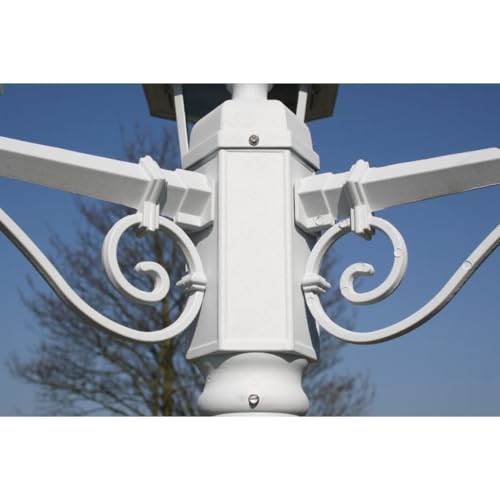 Lámpara de pie de 3 brazos con diseño de poste clásico vidaXL Kingston blanca de 215 cm 4