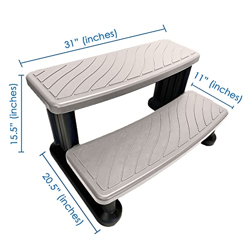 Puri Tech Universal Spa & Hot Tub Outdoor Steps No Slip Grip Support - Light Grey - Image 5