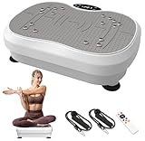 XIHEIMA Vibration Plate Exercise Machine for Lymphatic Drainage, Whole Body Fitness Workout Equipment Stand Shake Board Sport Gym for Weight Loss Fat Burner for Women Men (White)