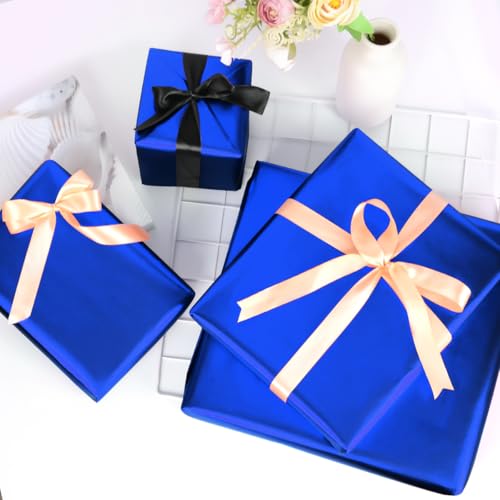 Blue Gift Wrapping Paper, 43 cm x 10 m Metallic Blue Wrapping Paper for Christmas Birthday Wedding Anniversary - Image 4