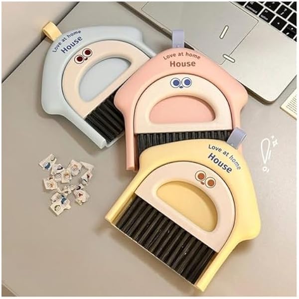 Совок и щетка для стола, набор Desk Dustpan Mini Brush Set Broom Student Dormitory Board Cleaning Multicolor (розовый)