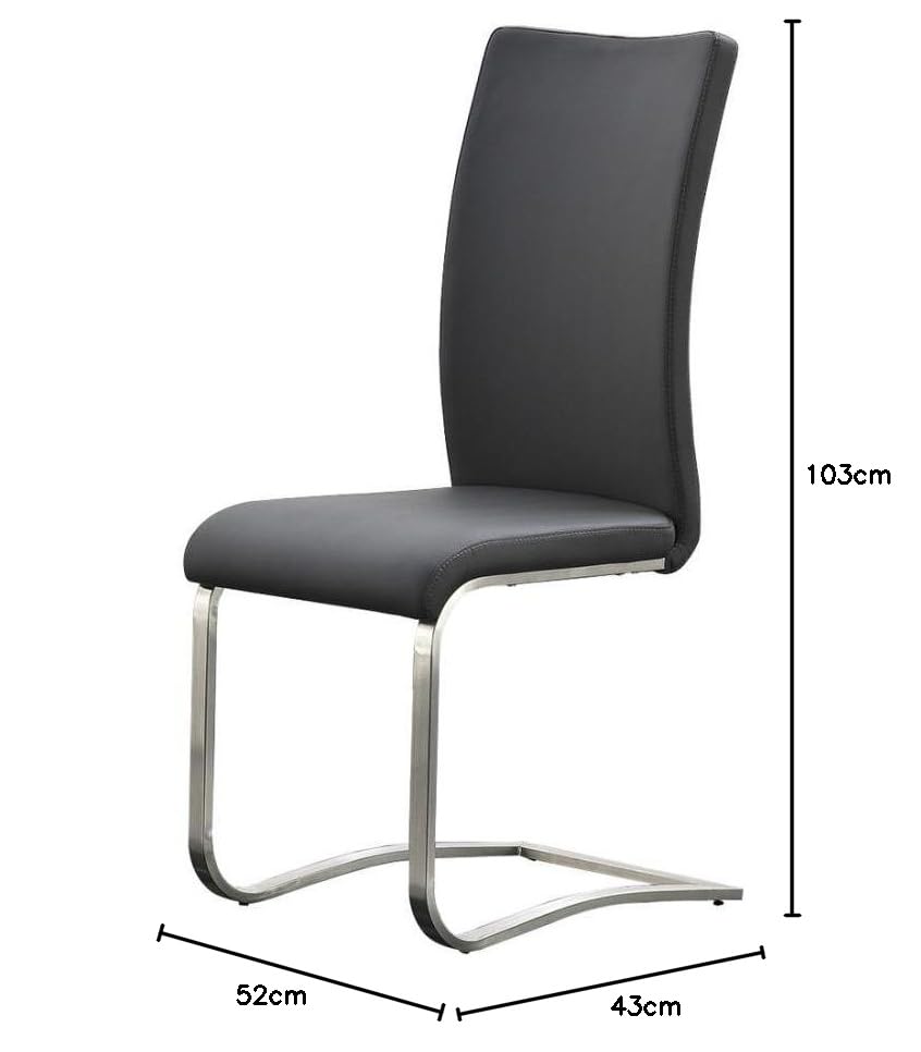 Robas Lund Schwinger Arco 2-Piece Set Stainless Steel Frame/Real Leather Cover/Approx. 43 x 103 x 52 cm grey