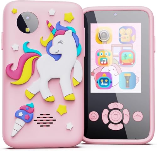 Image of Kids Smart Phone for Girls & Boys Ages 3-10 Toddler Learning Toy Touchscreen Mobile with Dual Camera Play Cellphone Games Music Christmas & Birthday Gift for Kids ( Pink Unicorn )
