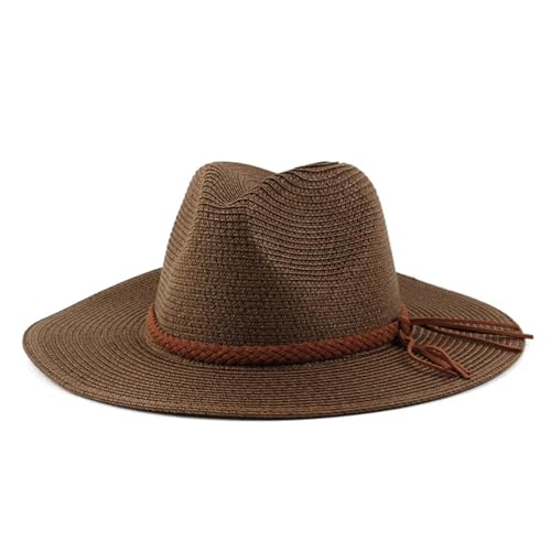 Chapeau de soleil en paille pour femme avec grand bord pliable