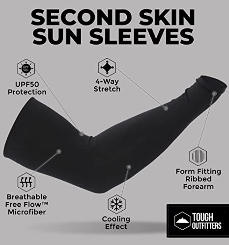 Tough Outdoors Sun Protection Arm Sleeves For Men & Women - Uv Sleeves - Sun Sleeves For Golf - Cycling & Football Sleeves #TOP4