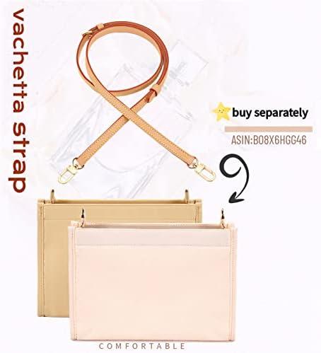 Senral Handbag Organiser Toiletry Pouch 26 Bag Organiser Insert for Makeup Pouch Organiser,Felt Purse Organiser Insert Ladies Tote Handbag Liner Pocket Organiser with Gold Buckle (Khaki 26)
