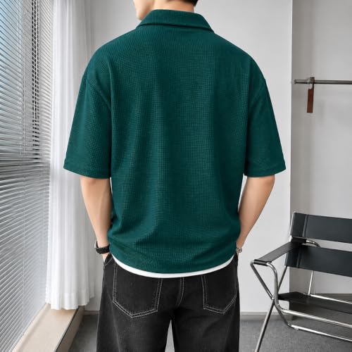 Image of Waffle (Cotton) Men t-Shirts Classic Short Sleeve Lightweight Summer Wear Casual Oversized t Shirt for Men