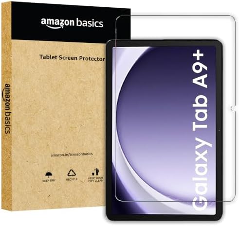 Amazon Basics Premium Tempered Glass for Samsung Tab A9 Plus 11 inch Screen Protector Guard for Samsung Galaxy Tab A9 Plus / A9+ Tablet [SM-X210/X216] [Anti-Scratch] & [Smudge Proof]