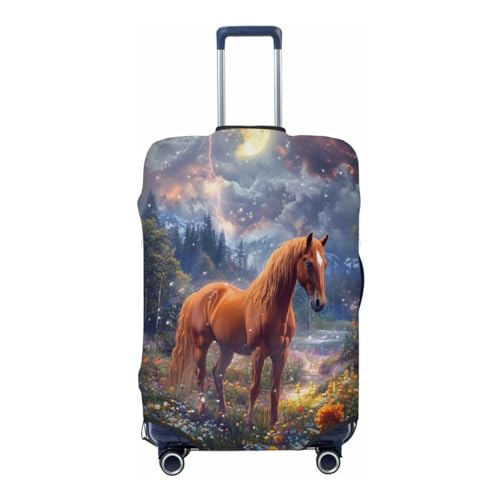 Fantasy Horse Forest Stretchable Luggage Covers for Suitcase TSA Approved, Dust Proof and Scratch Resistant Travel Luggage Protector for Carry On (22-24 in)