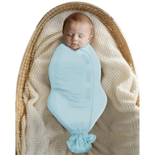 Image of Soft Stretchable Baby Blankets for Newborn Comfortable Cozy Ollie Adjustable Swaddle for New Born Baby Swaddle Wrap Cloth (Pack of 1) Sky Blue