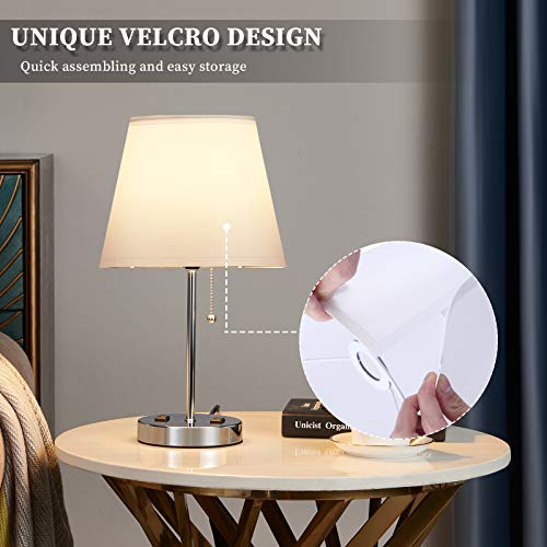 Innqoo Small Bedside Table Lamps - White Table Lamps for Bedroom Set of 2 with 2 AC Charging Outlets, Bedside Lamps for Living Room Table Top Nursery Room Girls Bedroom and Dorm, Bulb Not Included
