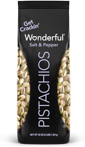 Wonderful Pistachios In Shell, Salt & Pepper Flavored Nuts, 48 Ounce Bag, Protein Snacks, Gluten Free, Healthy Snacks for Adults