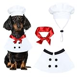 PAYHTOW Dog Chef Costume Dog Halloween Costumes, Pet Chef Hat Chef Clothes and Red Scarf Set Holiday Halloween Costumes Clothes for Small Medium Large Dogs Pets (Small)