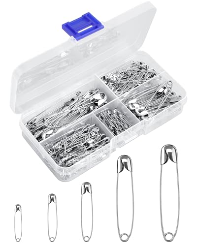 260 Stück Sicherheitsnadeln Set - 5 Größen 19mm - 55mm Rostbeständig Metall Safety Pins Haltbar Sicherheitsnadeln für Kleidung Kunsthandwerk Nähen DIY und Schneiderei (260 Silber)