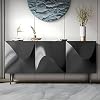 Modern Sideboard Cabinet | Stylish Buffet Cabinet with 3 Doors | Solid Wood Sideboard Cabinet with Stroage | High-Leg Sideboard Buffet Cabinet (Black, 68)