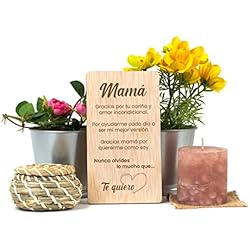 CONTRAXT Tarjeta regalo dia madre original madera. Idea detalle postal feliz cumpleaños Carta te quiero regalo navidad y reyes futura mama Para la mejor mama del mundo gracias (Mama)