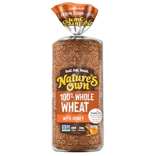Nature's Own 100% Whole Wheat Bread with Honey, Sliced Whole Wheat Sandwich Bread, 16 oz Loaf