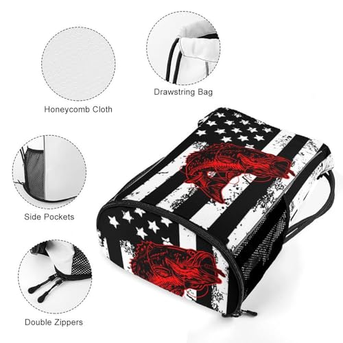Fish Flag Drawstring Backpack Gym Bag With Shoe Compartment String Bag Sport Beach Swimming Sackpack For Women Men by Bzocm - Image 5