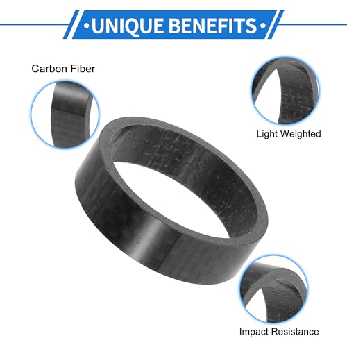 Hihaha Bicycle Headset Spacers 10mm Bike Handlebar Stem Spacers 31.8mm 1-1/4\" Carbon Fiber Gloss Black Carbon Fiber 5 Pcs