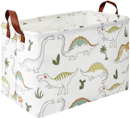 Image of NTAOHAMPER Rectangular Dinosaur Basket, Books Box, Storage Trunk, Gift Basket, Room Decor(Light Dinosaur)