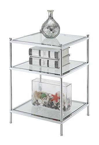 Convenience Concepts Royal Crest End Table, Chrome / Glass #TOP3