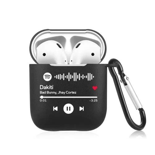 Custom Airpod Case for Women Men Scannable Spotify Code Cute Airpod Case 2&1 Funny Cool Case Cover Skin Personalized Silicone Protective Cover, Black Apple Airpod Case Birthday Valentine's Day Gift - Thumbnail 4