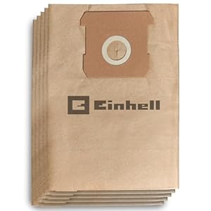 Einhell 15L Dust Collection Bag For Wet And Dry Vacuum Cleaners With 15-litre Containers - Set Of 5 x Paper Vacuum Cleaner Bags