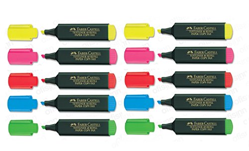 Image of Faber-Castell Textliner Classic (Highlighters) Pack Of 10 (5 Colours 2Pc Each),Yellow