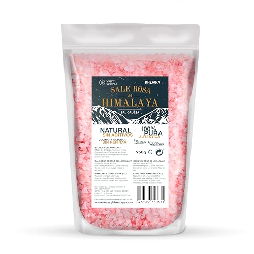WALLY GOURMET Sale Rosa Dell'Himalaya In Grani Grossi. 100% Naturale, Senza Additivi, Non Raffinato. Sale Grosso Con Un Elevato Contenuto Di Oligoelementi. Sale Grosso. Pakistan. (950g).
