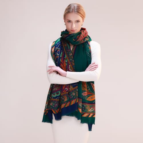 DANA XU Double-Sided Reversible 100% Merino Wool Pashmina Shawl and Wraps for Women Extra Large Soft for Dresses and Travel3