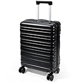 Lekesky Handgepäck Koffer 55x40x20cm   Trolley Handgepäck mit TSA Schloss und 4 Abnehmbaren Rollen, Leicht Hartschale für Ryanair, Lufthansa, Eurowings, 40L, Schwarz