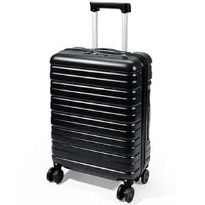 Lekesky Handgepäck Koffer 55x40x20cm - Trolley Handgepäck mit TSA Schloss und 4 Abnehmbaren Rollen, Leicht Hartschale für Ryanair, Lufthansa, Eurowings, 40L, Schwarz