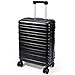Lekesky Handgepäck Koffer 55x40x20cm - Trolley Handgepäck mit TSA Schloss und 4 Abnehmbaren Rollen, Leicht Hartschale für Ryanair, Lufthansa, Eurowings, 40L, Schwarz