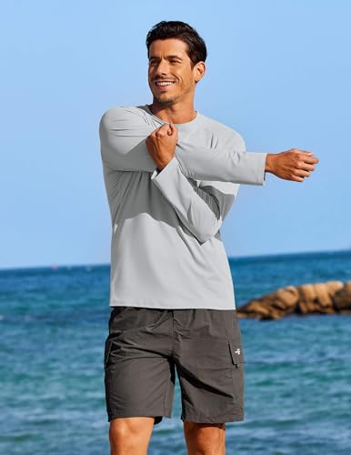 COOFANDY Men's Sun Protection Shirts Long Sleeve Rash Guard Swim T-Shirts Lightweight Quick Dry Fishing Shirts2