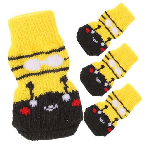 BCOATH 4Pcs Adorable Cartoon Pet Socks for Dogs Non Slip Cotton Socks for Breeds Warm Paw Protectors for Winter Comfort