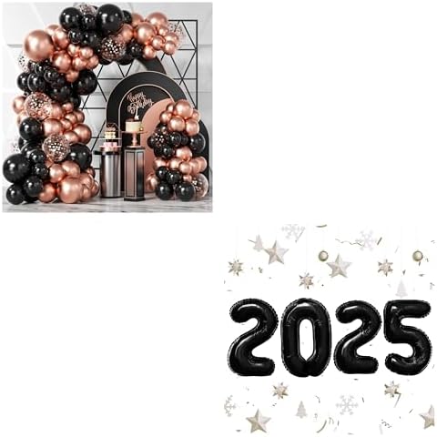 Rose Gold Black Balloons and 2025 Black Balloons Cover