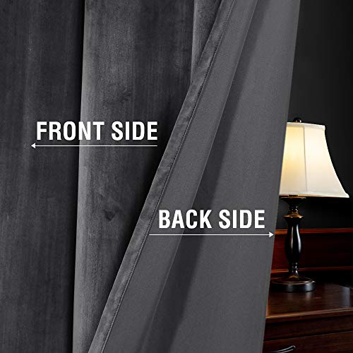 H.VERSAILTEX Room Darkening Velvet Curtains for Living Room, 72" L, Grey - image 5