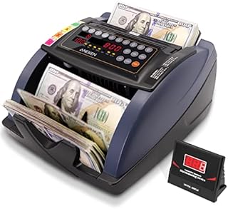 Aneken Money Counter with Value Count, UV/MG/IR Counterfeit Detection for Dollars Euros Bill Counter Machine with Count/Add/Batch/Auto Modes, Cash Counter with External LCD Display, 2-Year Warranty