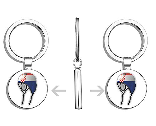 PRS Vinyl Croatia Flag Water Polo Cap Double Sided Stainless Steel Keychain Key Ring Chain Holder Car/Key Finder - Thumbnail 2